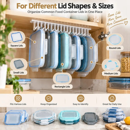 10-Slot Lid Organizer Hanging Rack, White - Kitchen