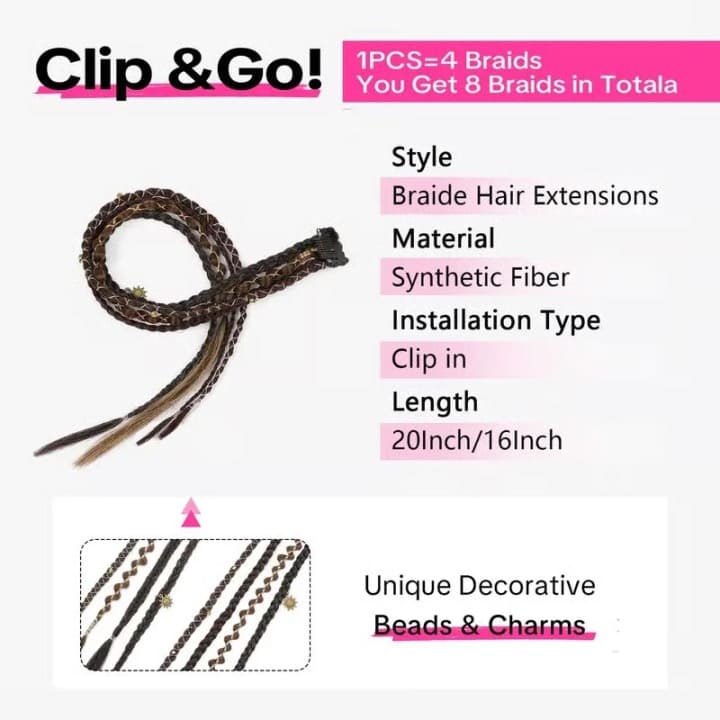 ✨ Boho Beaded Clip-In Braids – Effortless Festival & Everyday Hair Transformation
