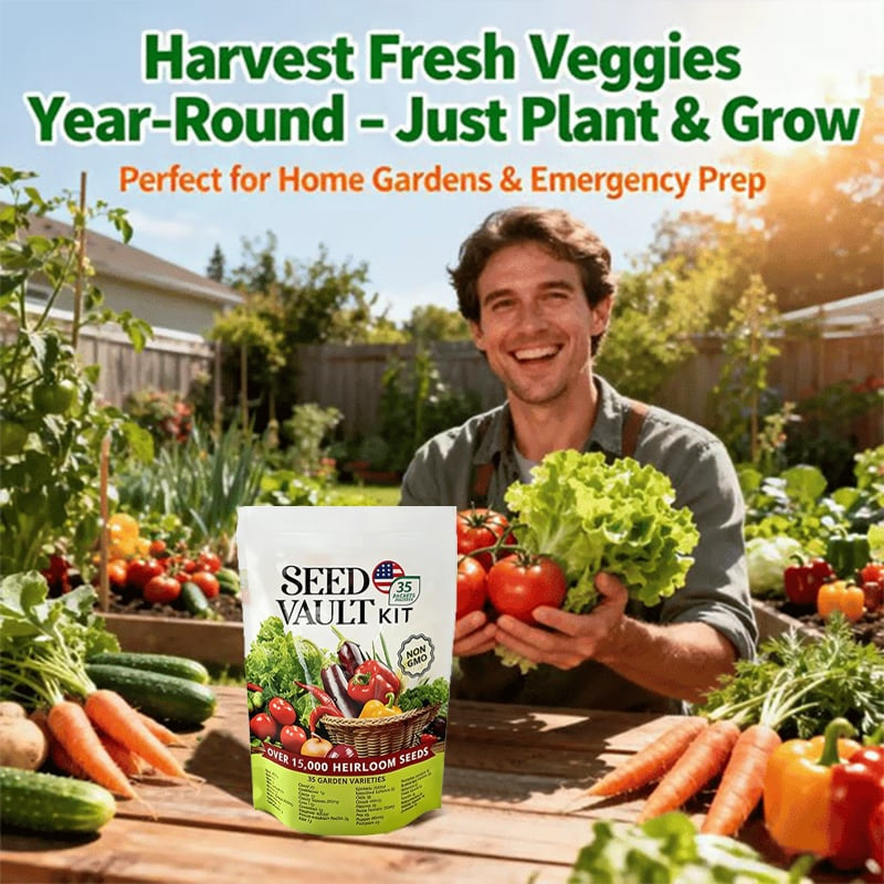 🌱35 Variety Heirloom Seed Vault Kit | 16,000+ Non-GMO Vegetable Seeds