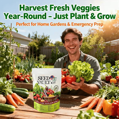 🌱35 Variety Heirloom Seed Vault Kit | 16,000+ Non-GMO Vegetable Seeds