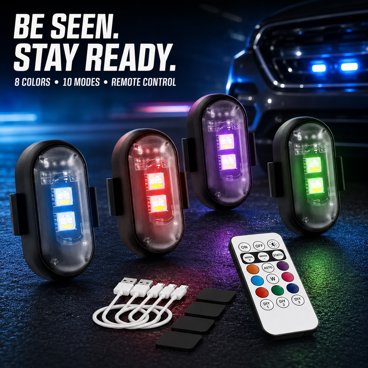 🚗🚨RGB Led Aircraft Strobe Light（Remote Wireless ）