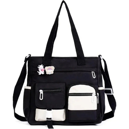 Canvas Tote Bag with Multi Pockets for Women