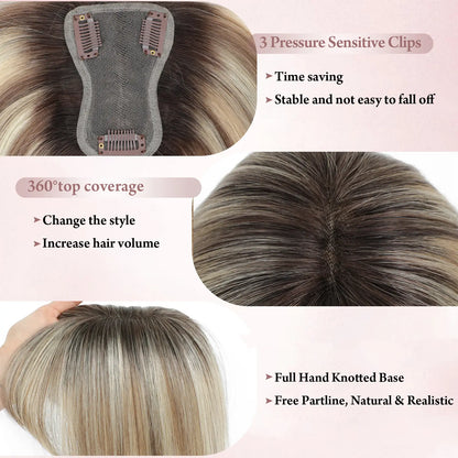Hair Toppers for Women - 3D Real Human Hair Clip-in Bangs