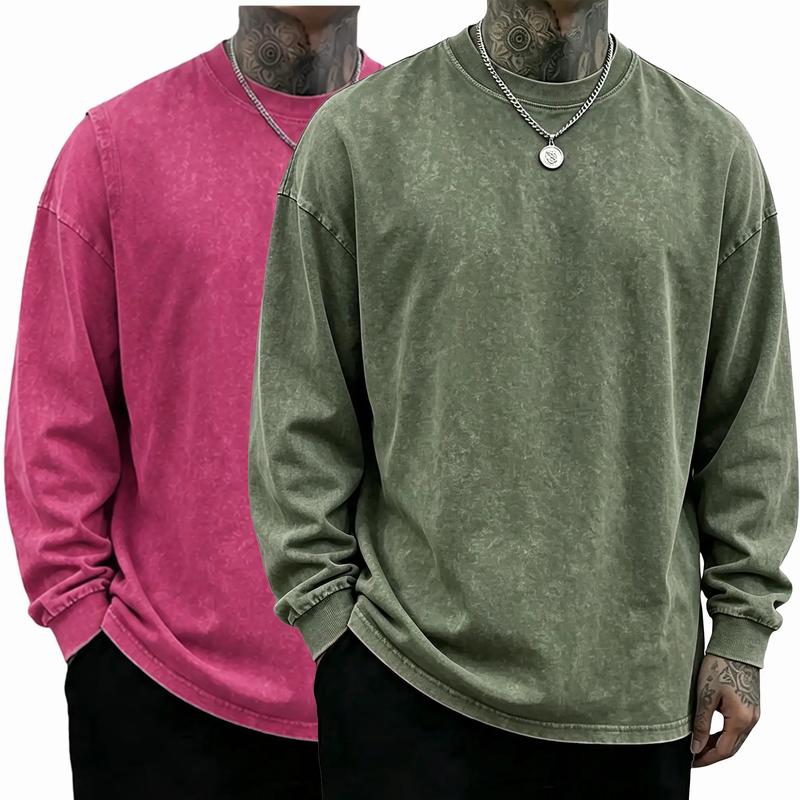 Men's Oversized Washed Distressed Cotton Crewneck Sweatshirt