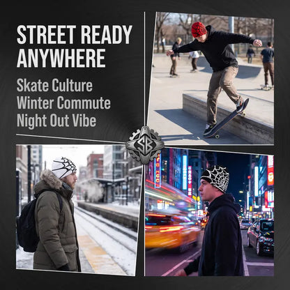 Unisex Y2K Spider Web Skull Cap Beanie - Viral Graphic Jacquard Knit Streetwear Grunge Aesthetic Hat