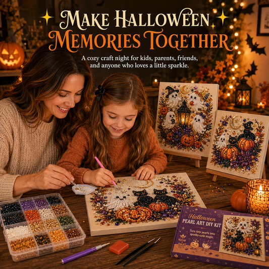 👻✨ Halloween Pearl Art DIY Kit – Turn Tiny Pearls into Spooky-Cute Magic