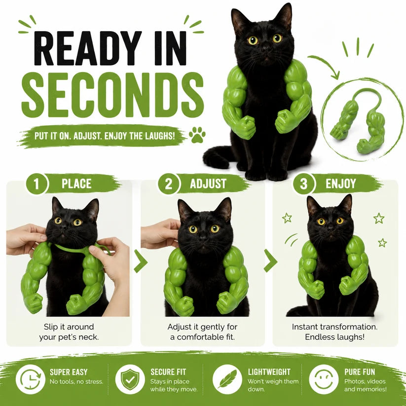 Funny Cat Muscle Arms Costume | Hilarious Pet Photo Prop