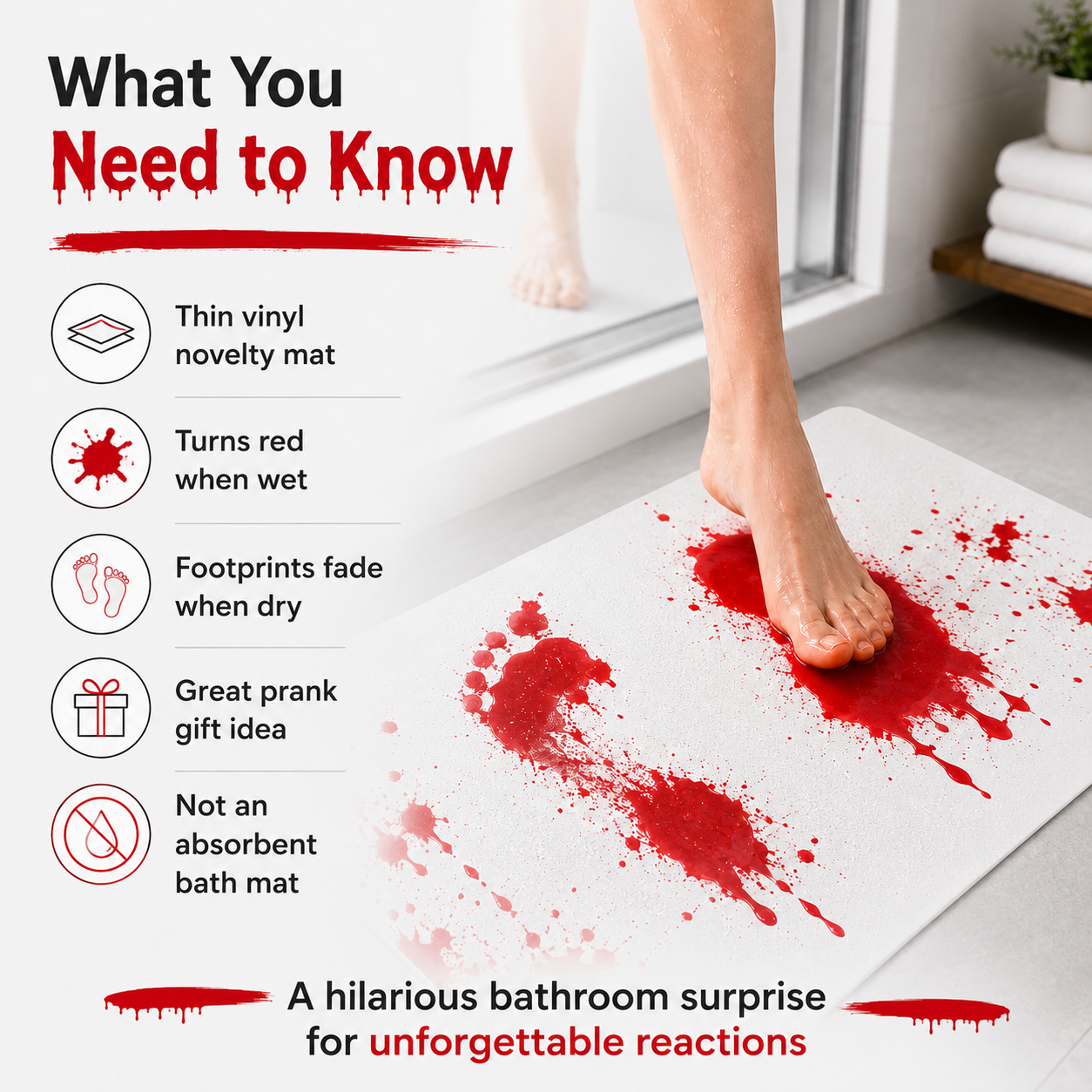 🩸👣 Bloody Bath Mat – Watch the Red Appear, Then Vanish Like Magic