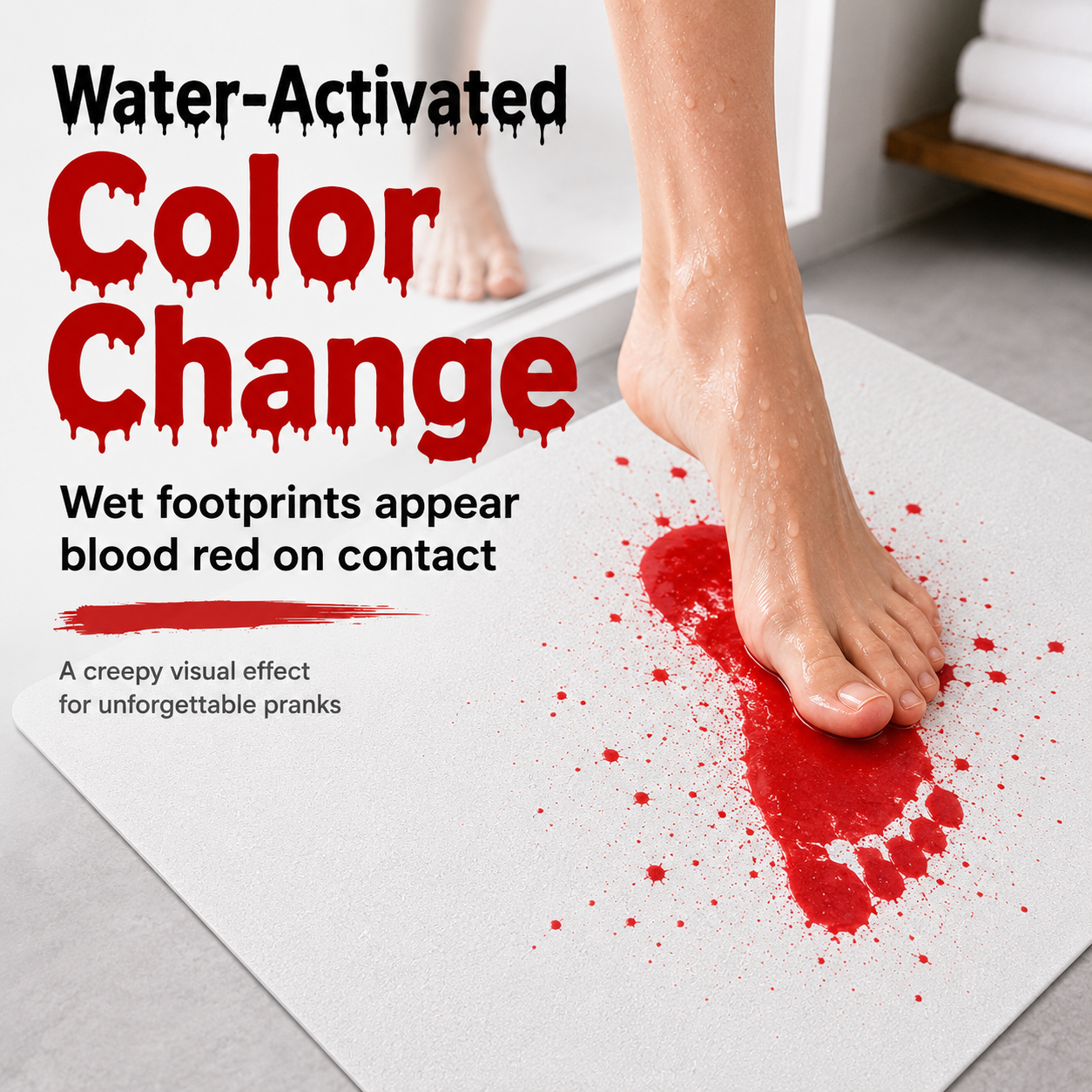 🩸👣 Bloody Bath Mat – Watch the Red Appear, Then Vanish Like Magic