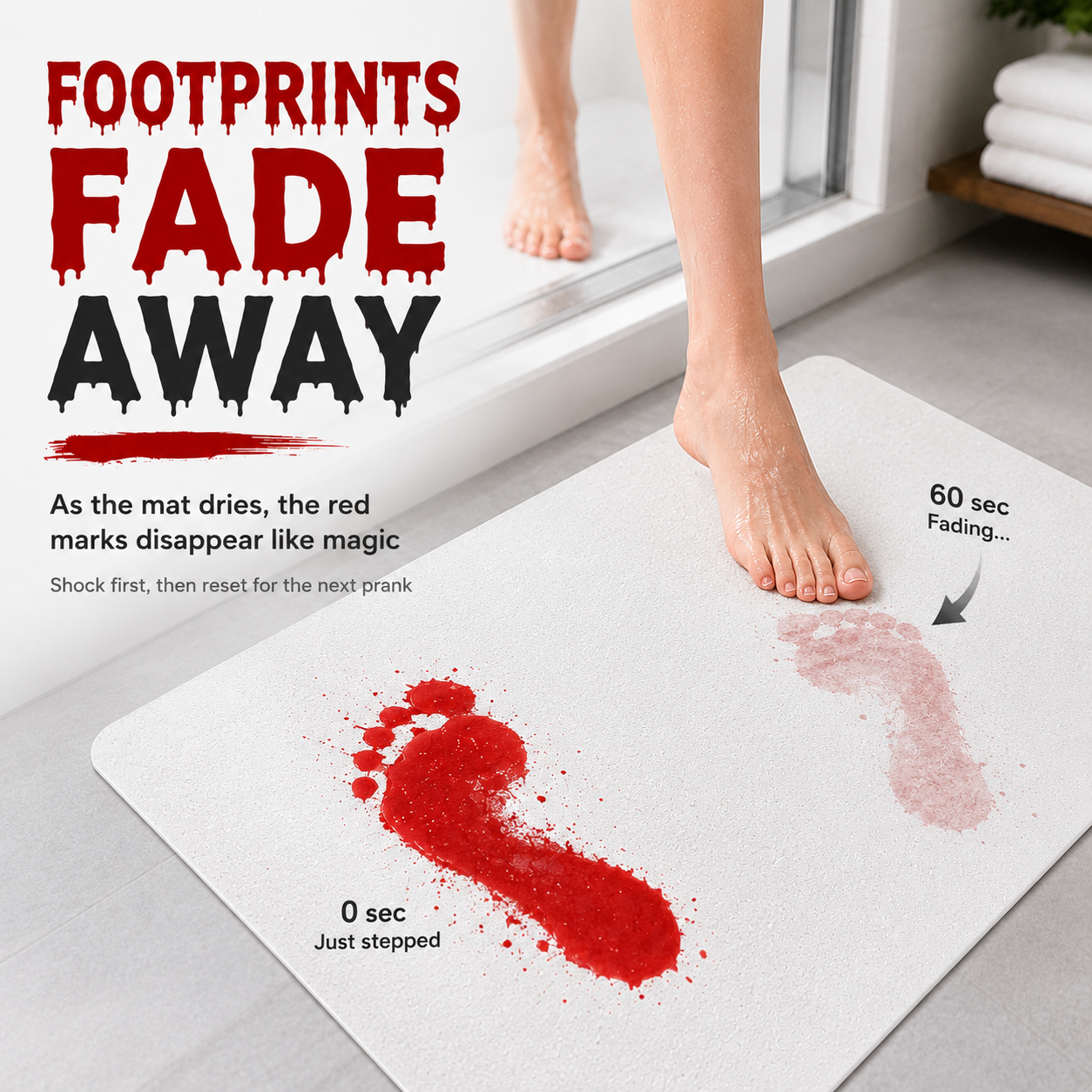 🩸👣 Bloody Bath Mat – Watch the Red Appear, Then Vanish Like Magic