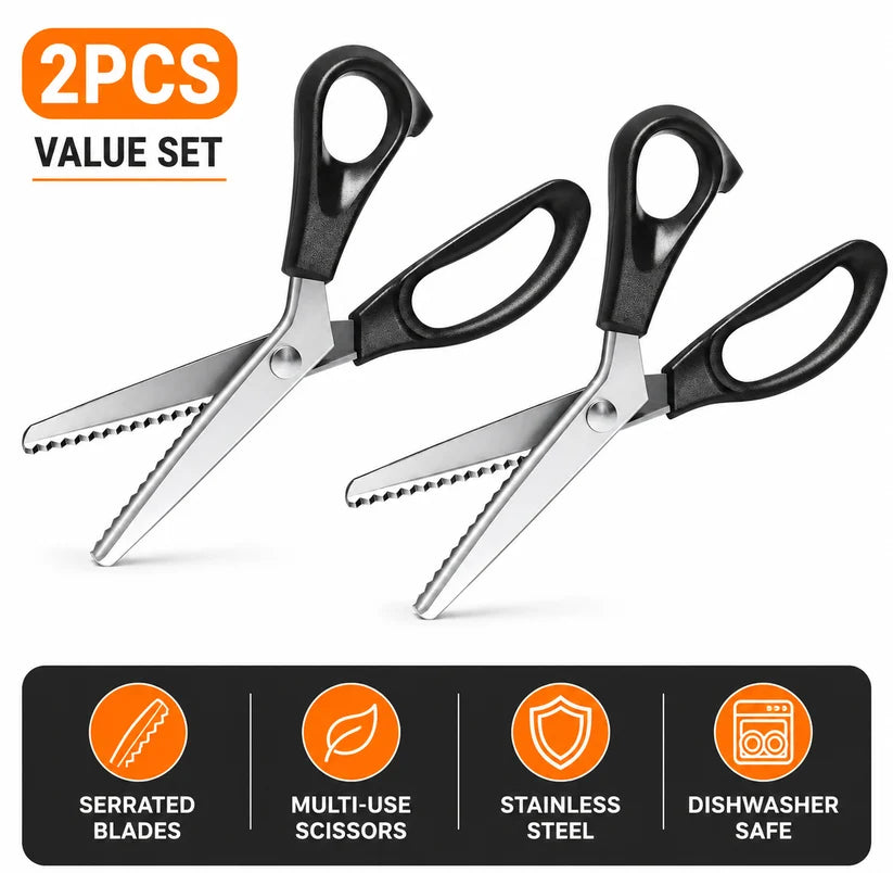 ✂️ Professional Pinking Shears – Stainless Steel Zigzag Fabric Cutting Scissors