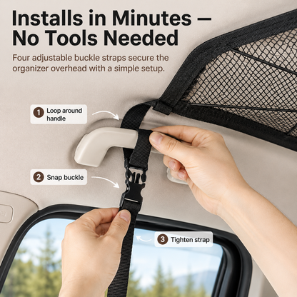 🚙 Ceiling Cargo Net 31"x21" – Double-Layer SUV Roof Organizer for Road Trips