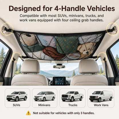 🚙 Ceiling Cargo Net 31"x21" – Double-Layer SUV Roof Organizer for Road Trips