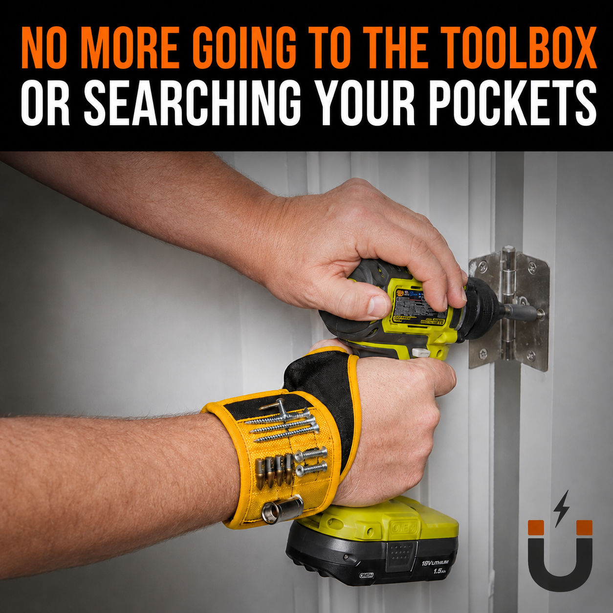Magnetic Wristband Glove - Holds Tools Screws Nai