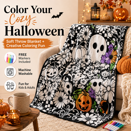 ✨Halloween Pattern Coloring Blanket🎃