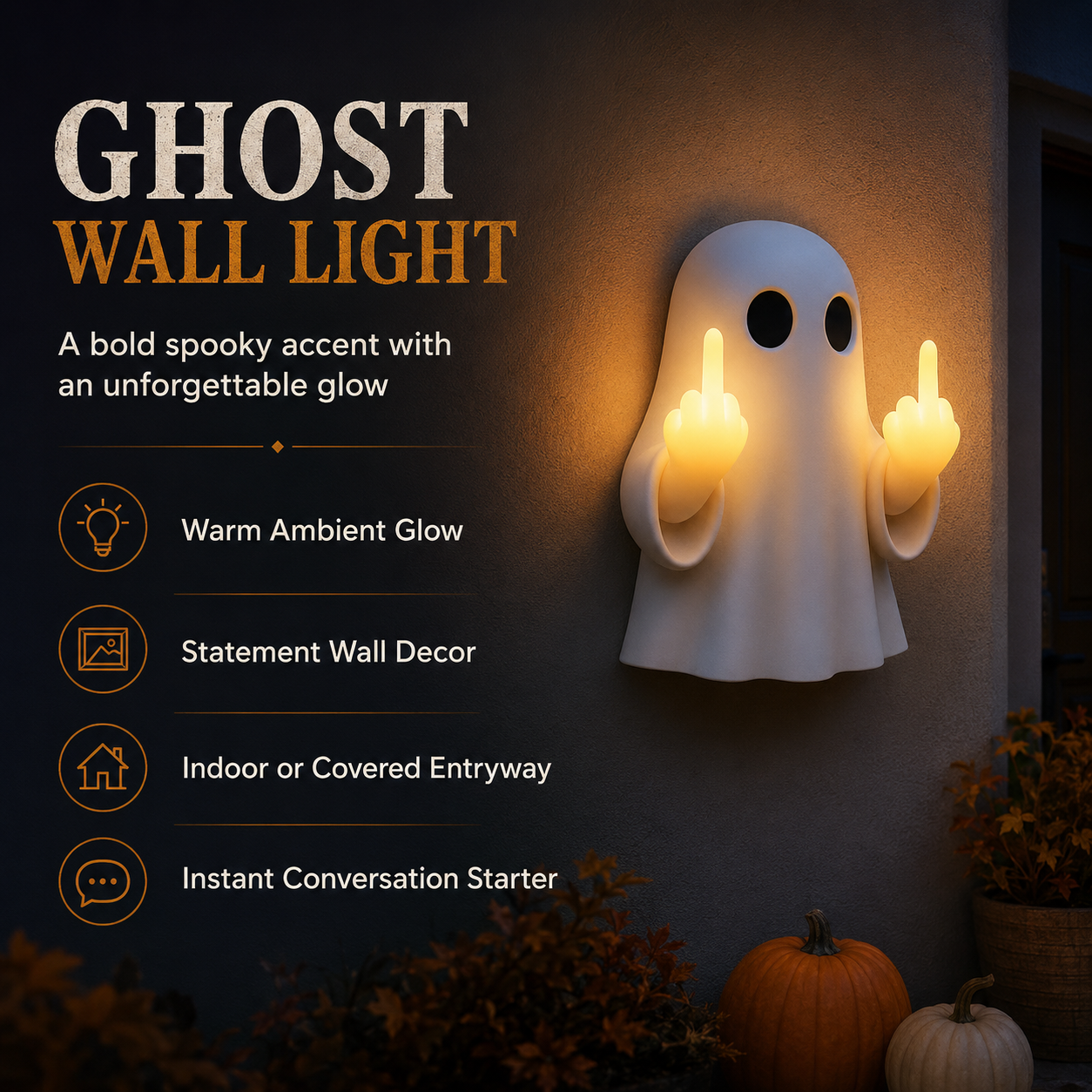 ✨Halloween Ghost Middle Finger Glow Night Light👻