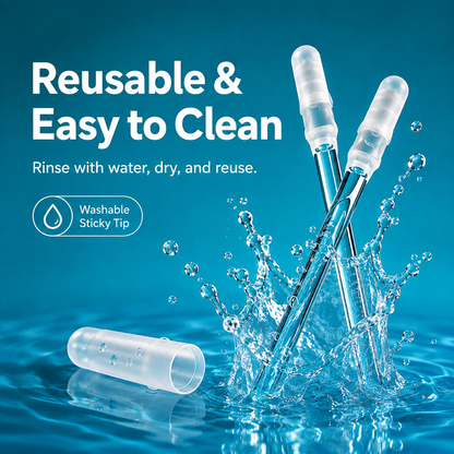 🌀 Sticky Ear Cleaning Stick – Reusable Adhesive Picks, Gentle Soft Removal Tool with Dust Cover (24 PCS)