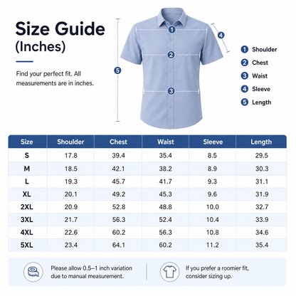 💪 Men's Stretch Slim Fit Short Sleeve Shirt – Button-Down Casual Style