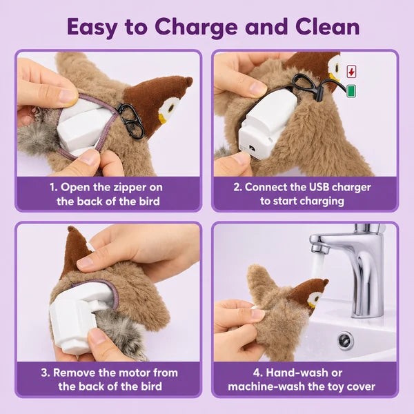 Interactive Flying Bird Cat Toy – Chirping Flapping Sparrow