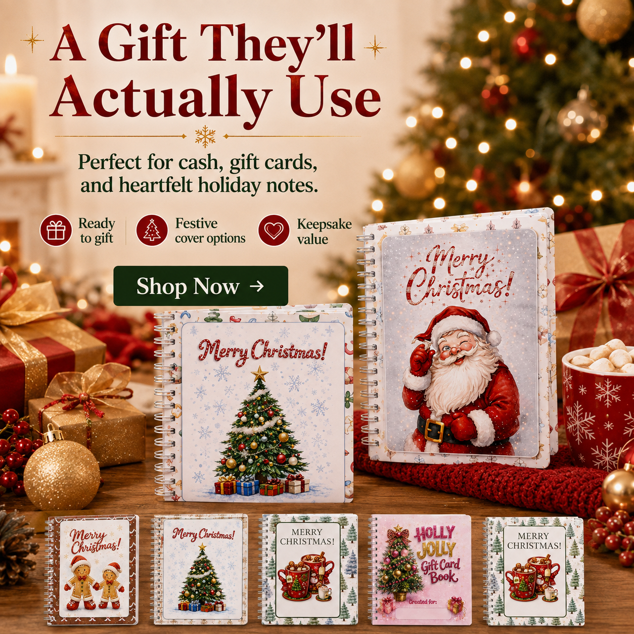 🔥 LIMITED-TIME 50% OFF — Holographic Christmas Gift Card Booklet