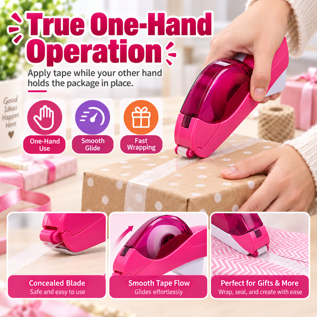 🔥 Hot Sale 49% OFF - One-Hand Auto-Cut Tape Dispenser