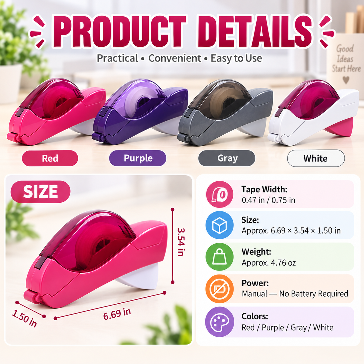 🔥 Hot Sale 49% OFF - One-Hand Auto-Cut Tape Dispenser