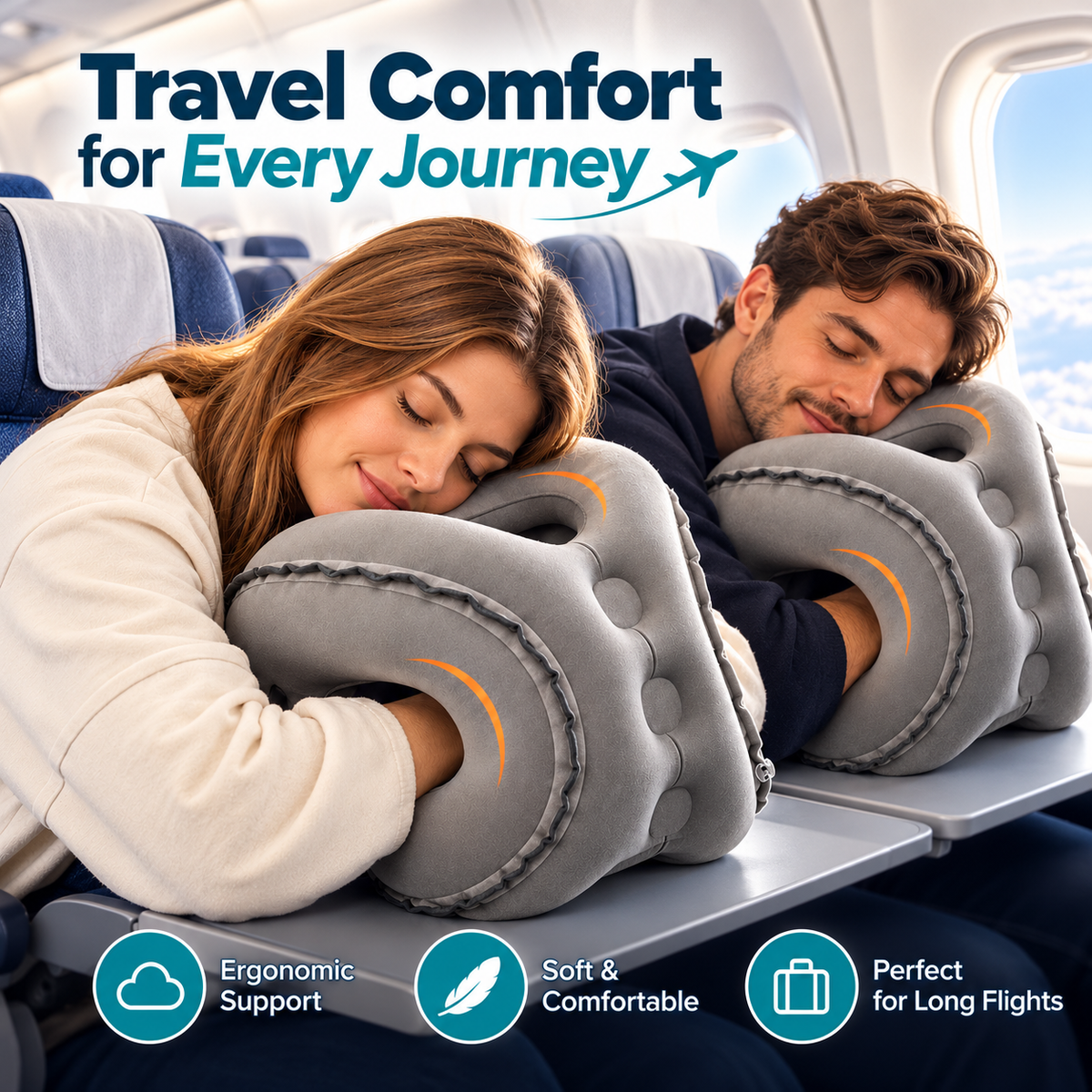 ✈️ Inflatable Airplane Sleep Pillow – Sleep Better on Every Flight😴