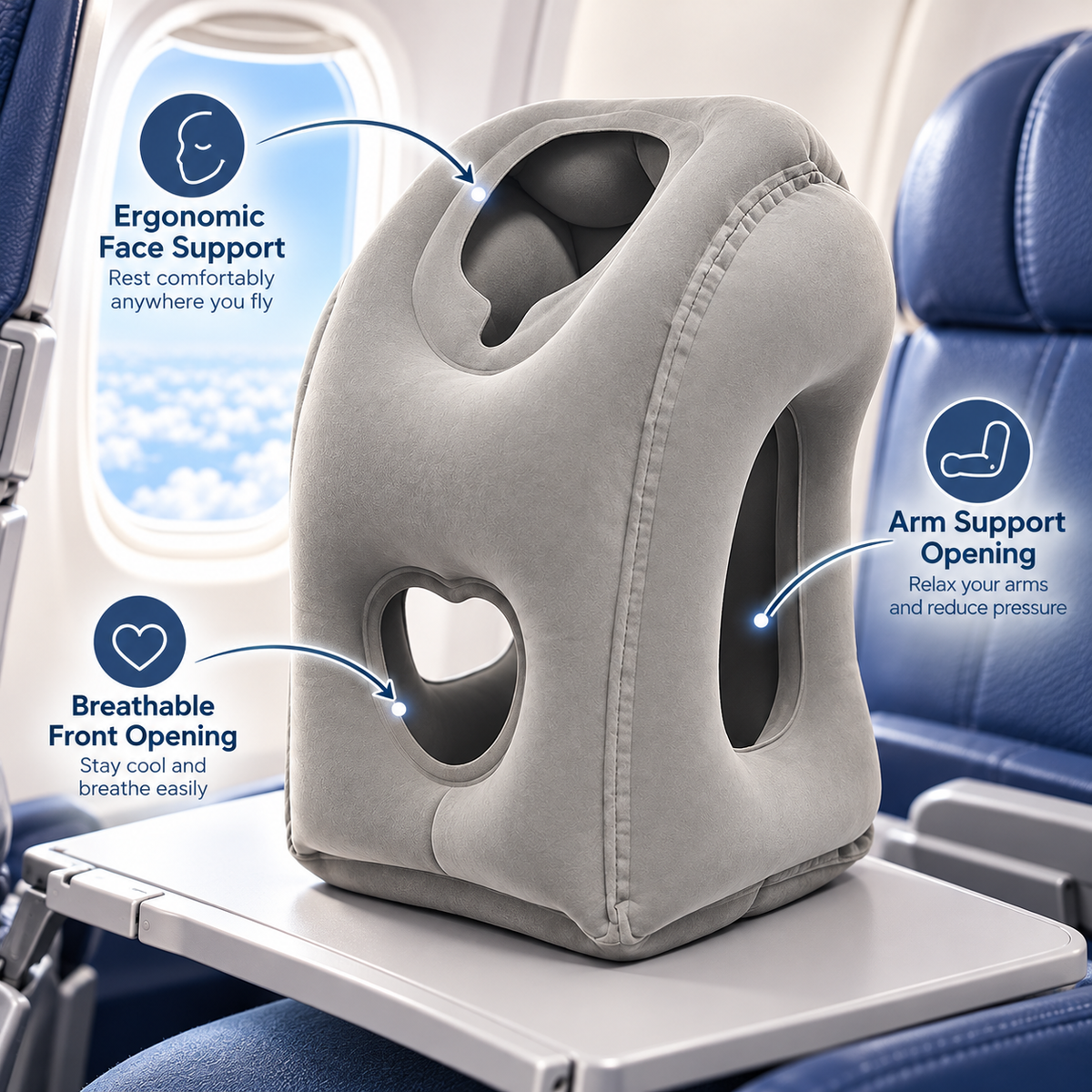 ✈️ Inflatable Airplane Sleep Pillow – Sleep Better on Every Flight😴