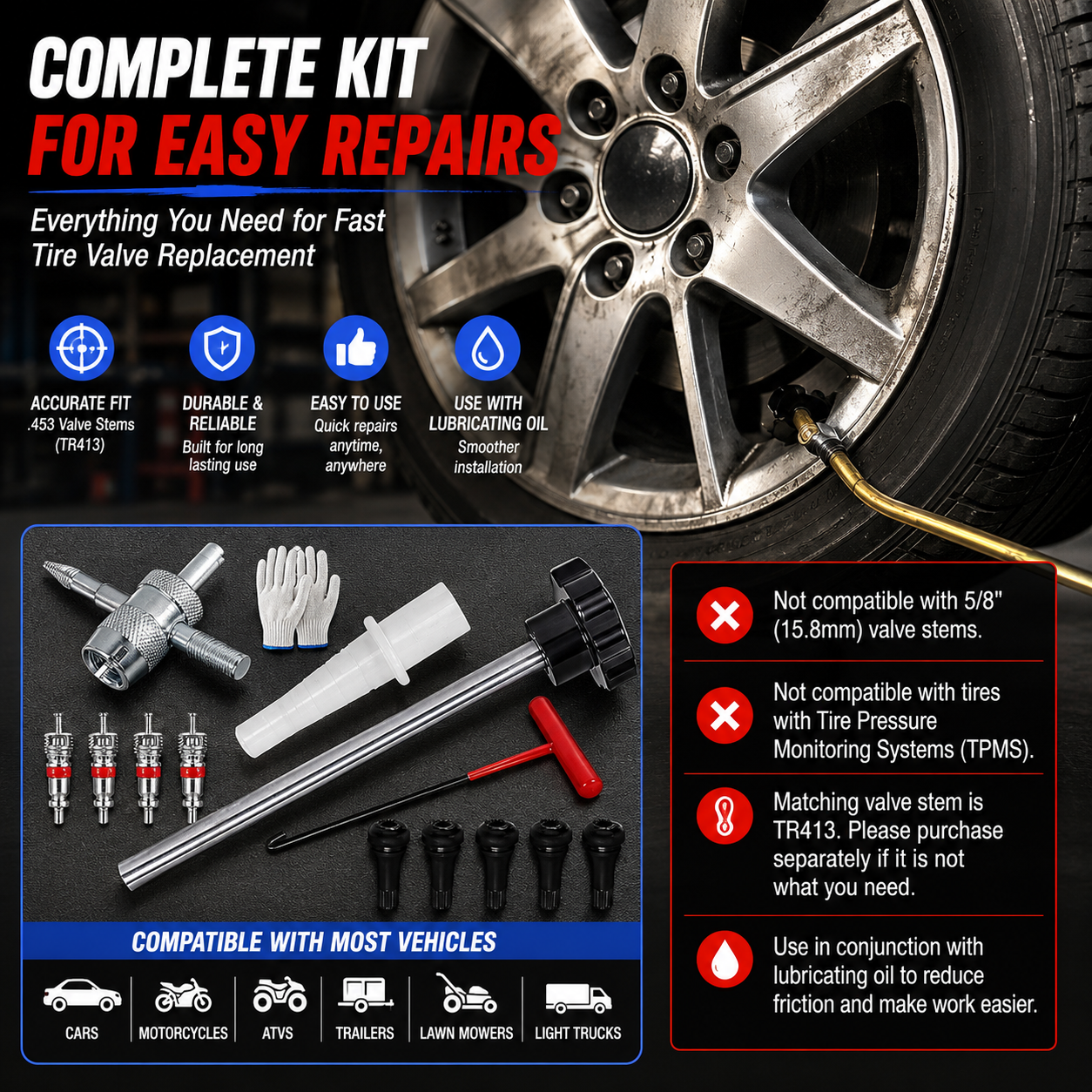 🚗14-Piece Set Quick Change Tire Valve Tool Kit