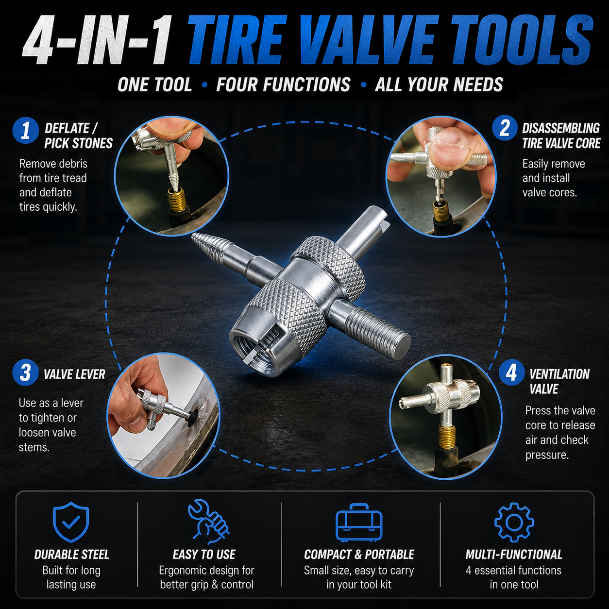 🚗14-Piece Set Quick Change Tire Valve Tool Kit
