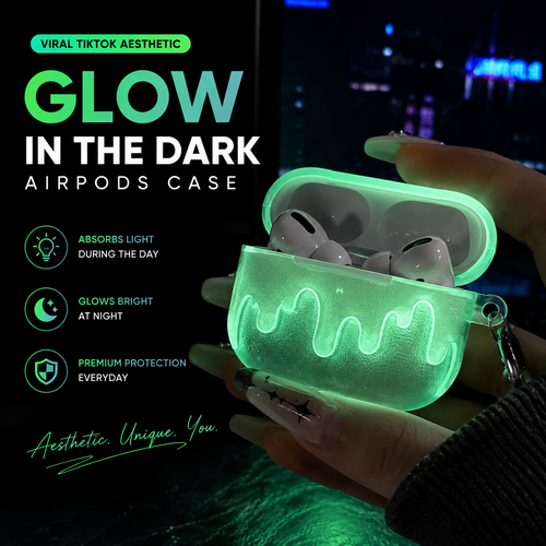 Glow in the Dark AirPods Case – Aesthetic Night Luminous Protective Cover for AirPods 1/2/3 & Pro