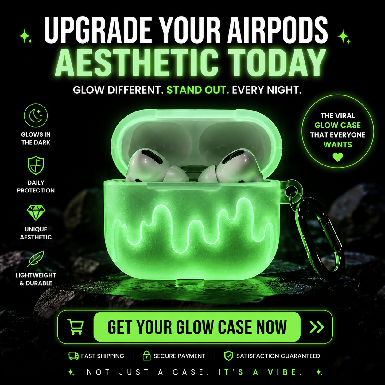 Glow in the Dark AirPods Case – Aesthetic Night Luminous Protective Cover for AirPods 1/2/3 & Pro