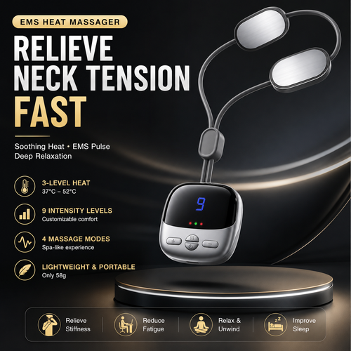 🔥 Relieve Neck Tension Anytime, Anywhere|Smart Heat Therapy & EMS Massage In One Lightweight Device