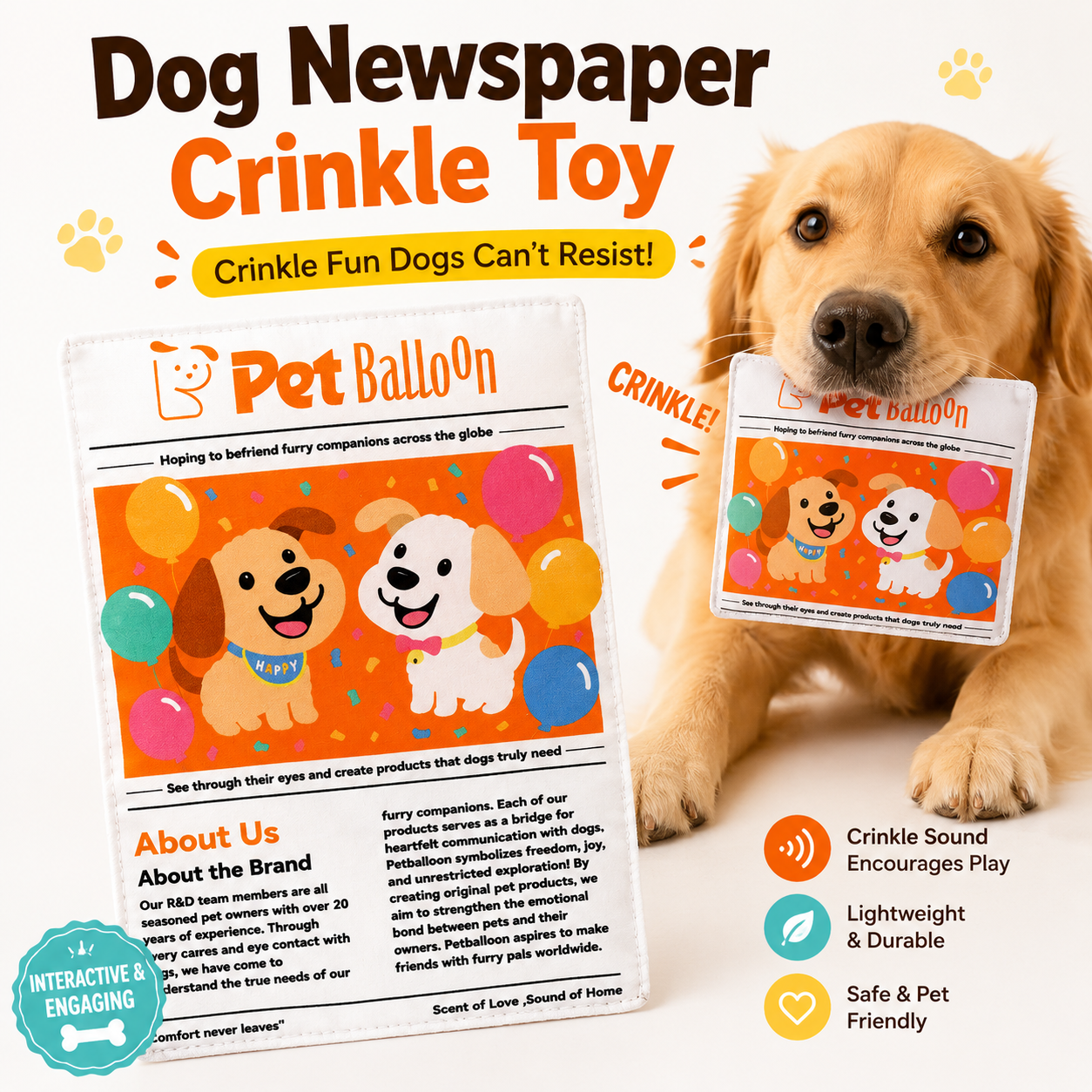 Dog Newspaper Durable Chew Crinkle Toy