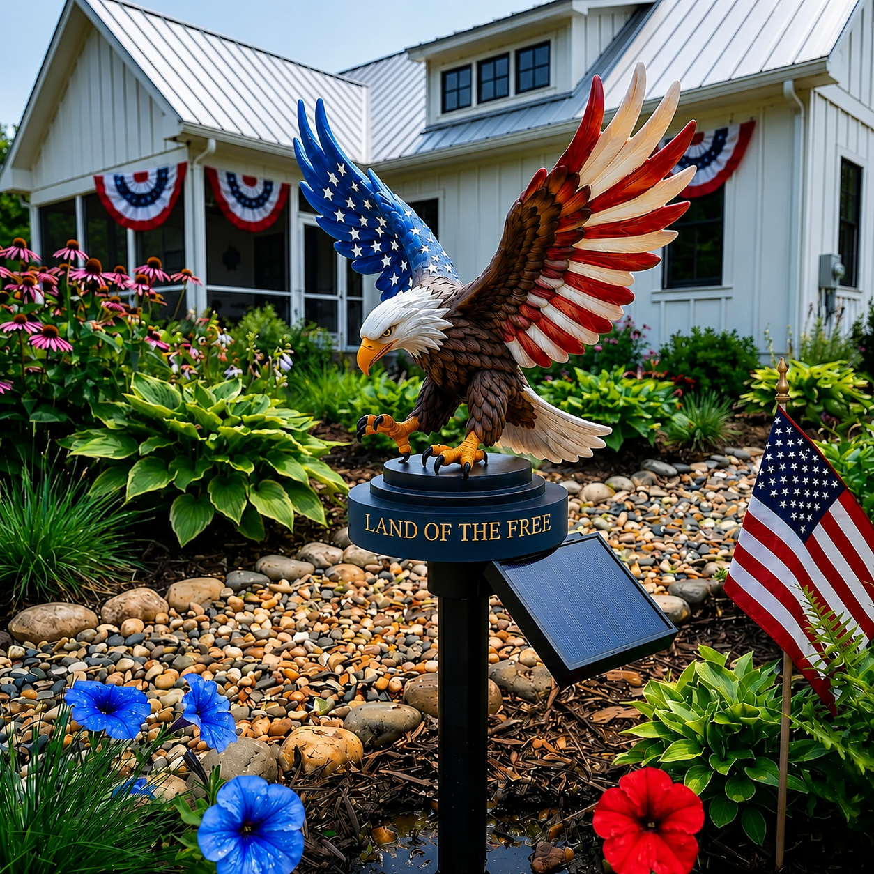 🔥Solar Eagle Garden Light – A Glowing Tribute to American Freedom(📦Buy 2 Free Shipping)