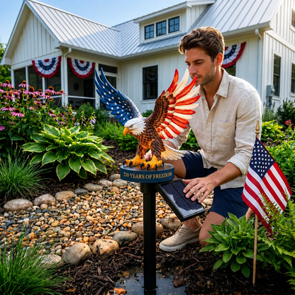 🔥Solar Eagle Garden Light – A Glowing Tribute to American Freedom(📦Buy 2 Free Shipping)
