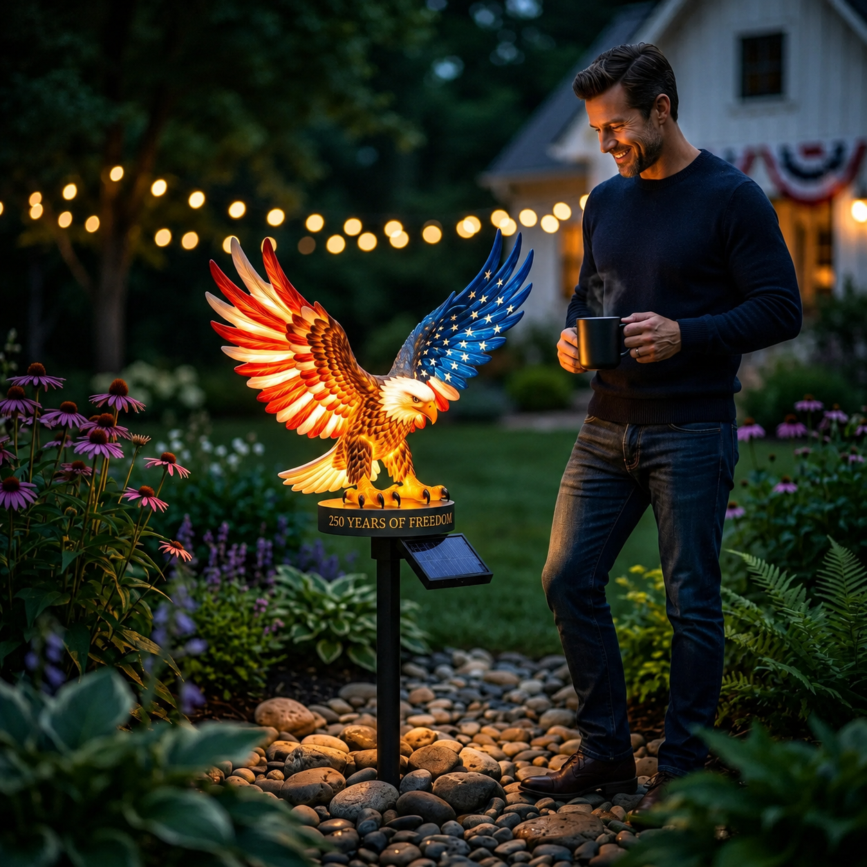 🔥Solar Eagle Garden Light – A Glowing Tribute to American Freedom(📦Buy 2 Free Shipping)