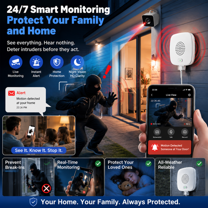 4K Dual-Function Security Camera | Home Monitor + Ultrasonic Repeller for Rats, Snakes & Stray Animals