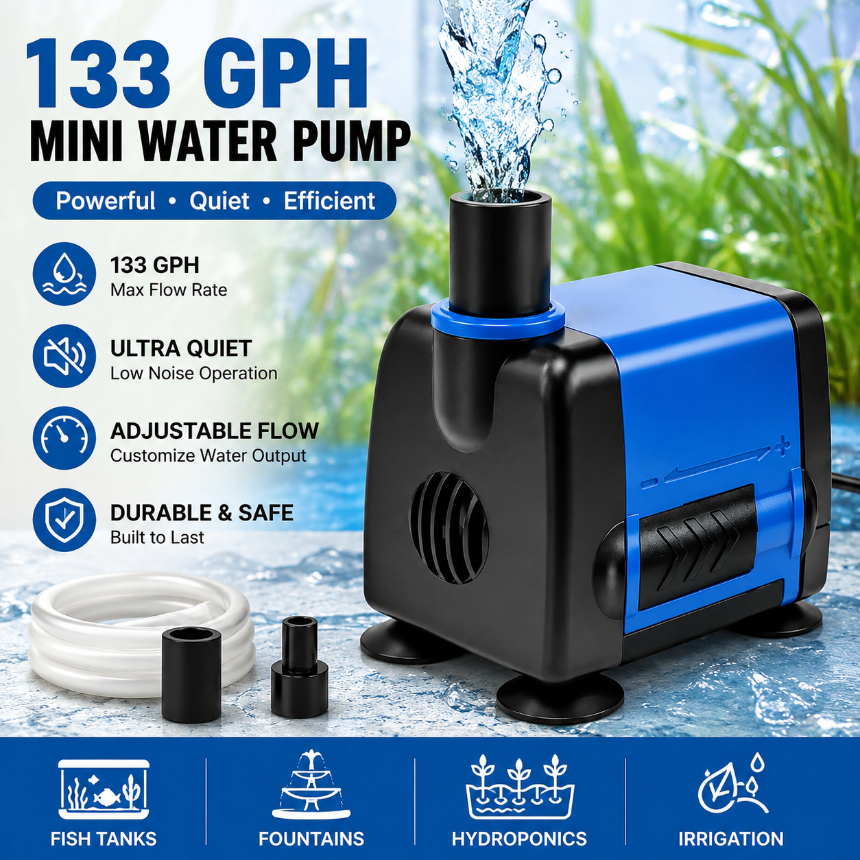 133 GPH Mini Submersible Water Pump