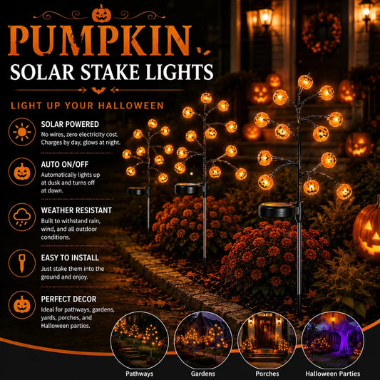 🎃 Pumpkin Solar Stake Lights  – Halloween Outdoor Yard Decor