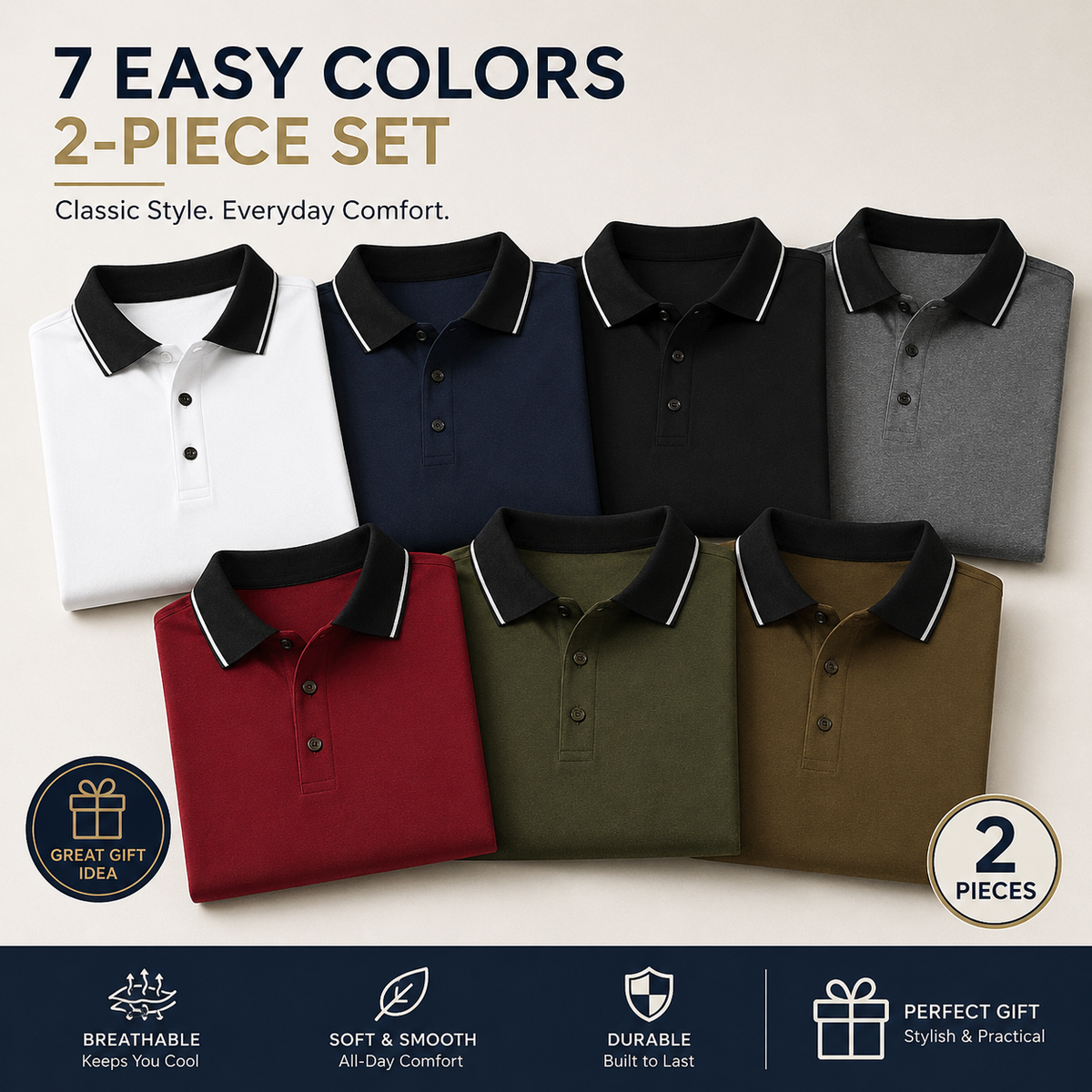 Limited Time Offer 49% OFF Today!-2-Pack Premium Men's Crocodile Polo Shirts