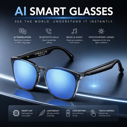 AI Vision Smart Glasses™—Real-time Translation, Camera, Music, and AI Assistant