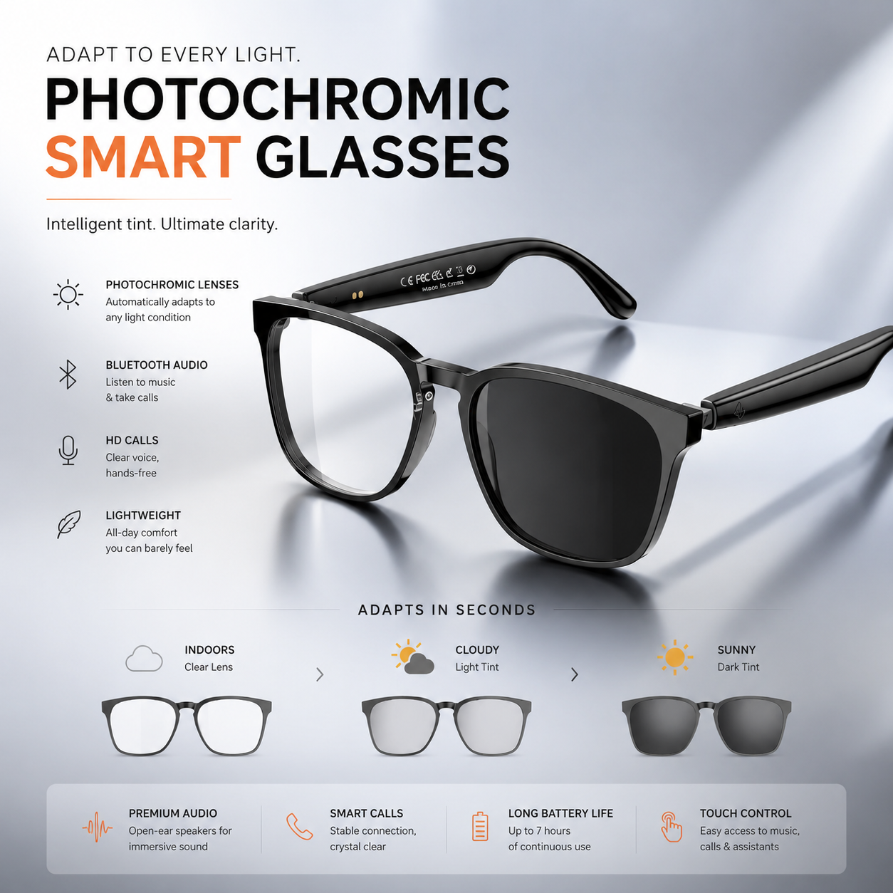 AI Vision Smart Glasses™—Real-time Translation, Camera, Music, and AI Assistant