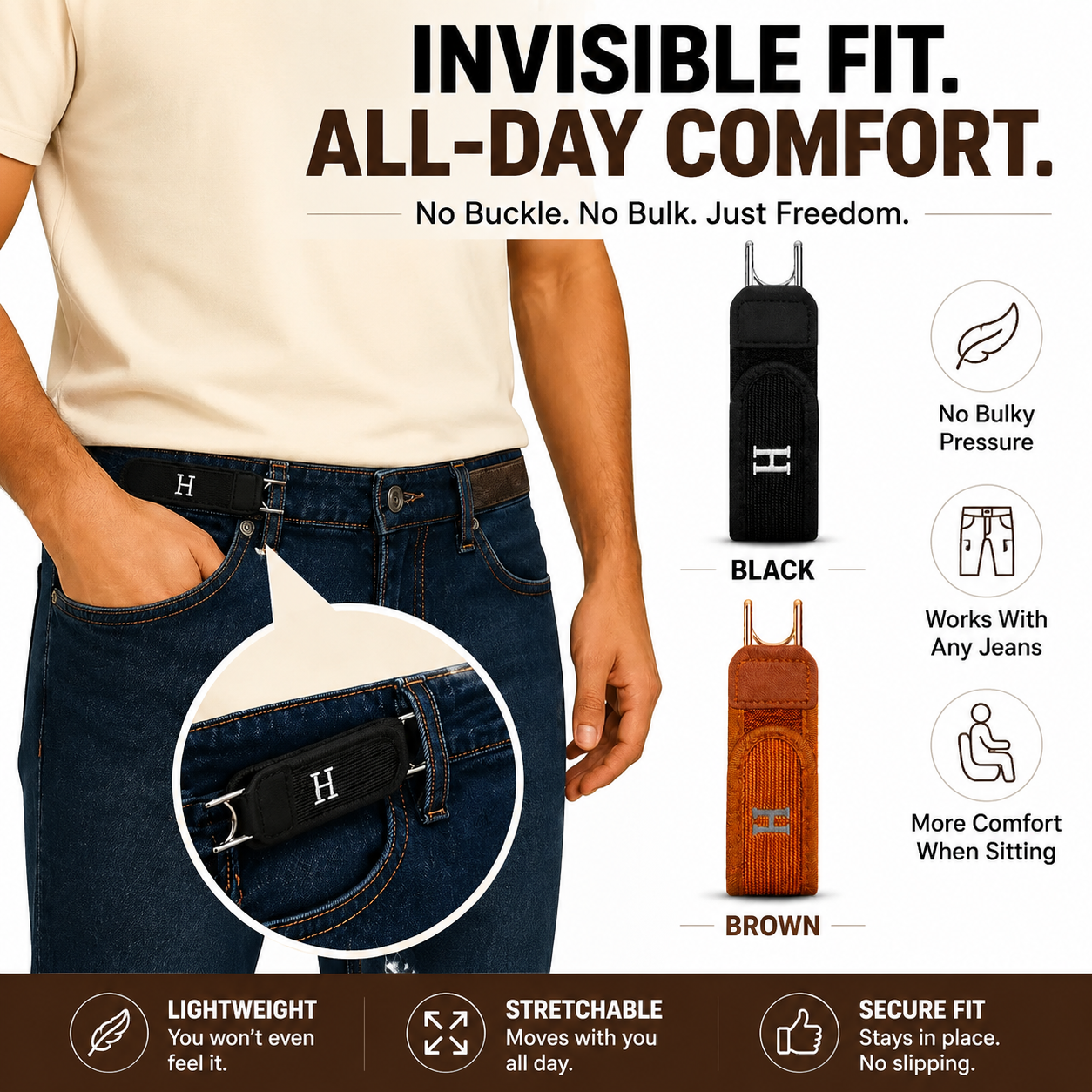 👖 Invisible Belt Alternative / Hook Pants Waistband Clip