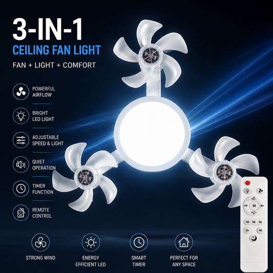 2‑in‑1 Silent LED Fan with Remote Control