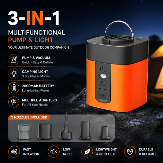 ✨Portable Mini Air Pump for Air Mattresses & Pool Floats – Fast Inflate & Deflate, Rechargeable, with LED Light