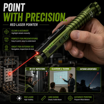 🔦11-in-1 Rechargeable EDC Flashlight – 800LM Magnetic Work Light with Laser