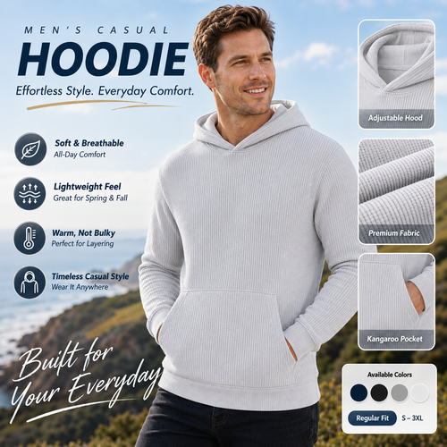 Men's Multi Pack Waffle Knit Pullover Hoodie