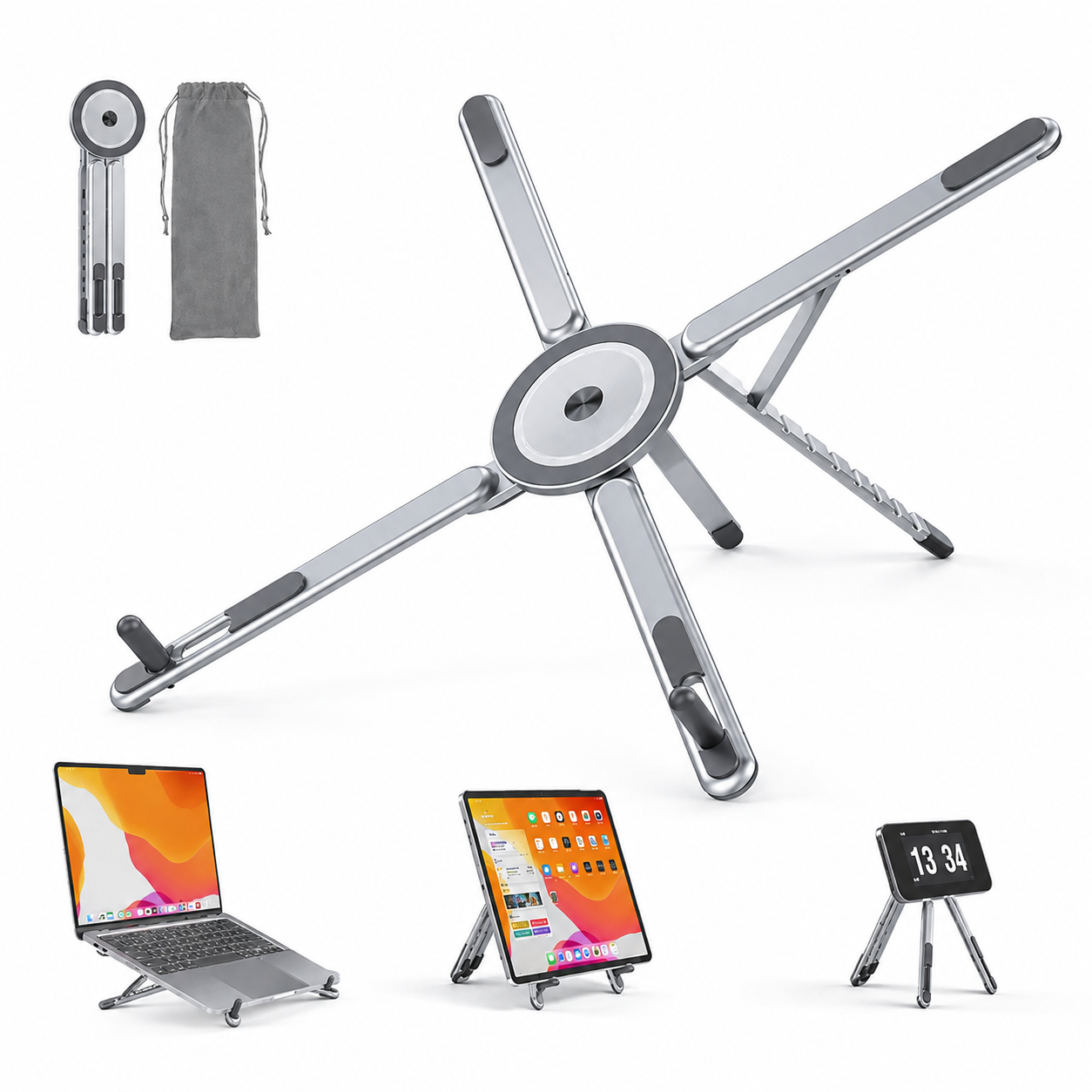 Portable Laptop Stand with Magnetic Phone Holder