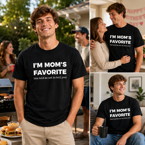 I’m Mom’s Favorite T-Shirt | Funny Family Joke Graphic Tee | Sibling Rivalry Shirt